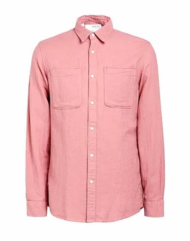 Pastel pink Plain weave Solid color shirt