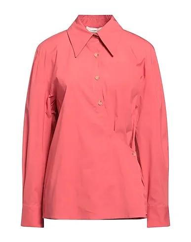 Pastel pink Plain weave Solid color shirts & blouses