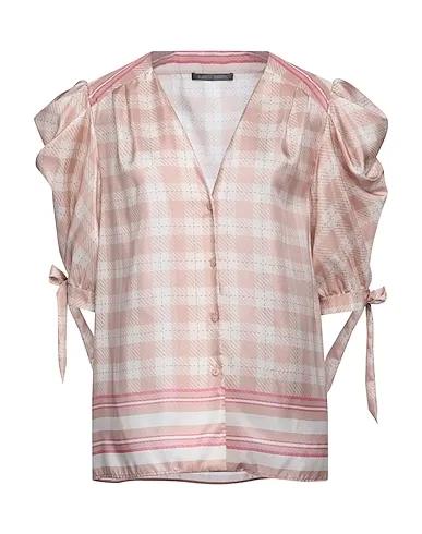 Pastel pink Satin Checked shirt