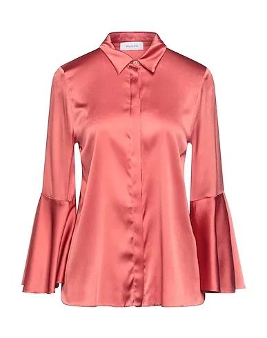 Pastel pink Satin Solid color shirts & blouses