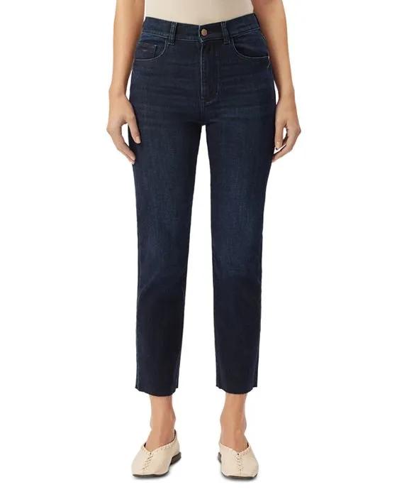 Patti High Rise Ankle Straight Jeans in Mediterranean  