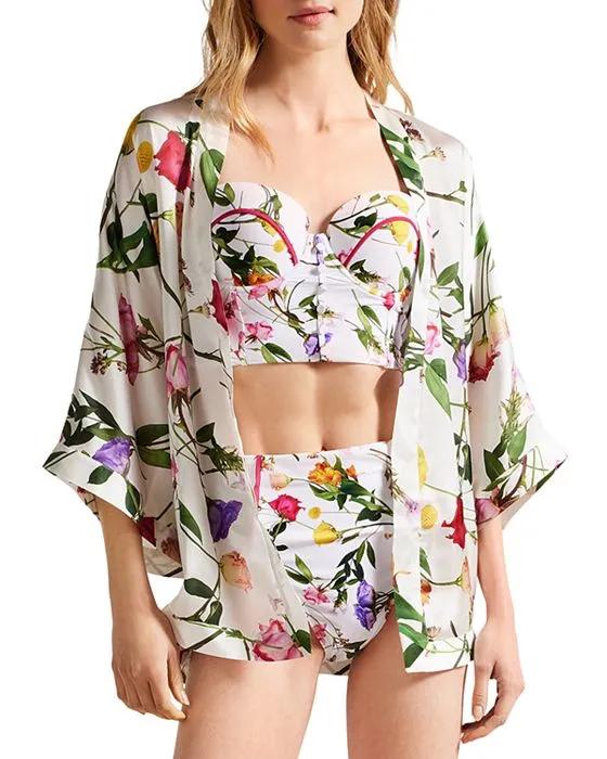 Paulaah Floral Print Kimono Swim Cover-Up