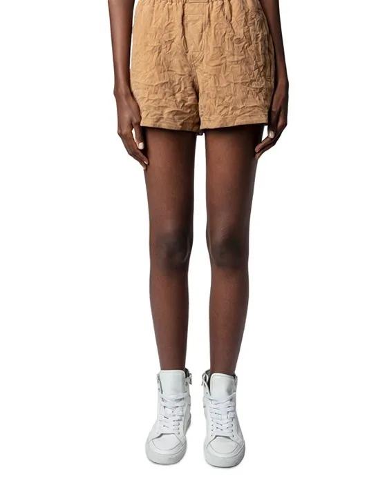 Paxi Crinkled Suede Shorts