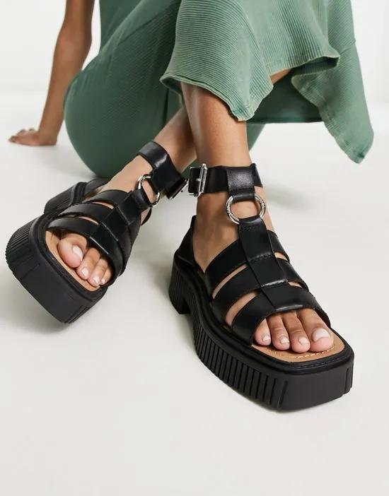 Paxton chunky sandals in black leather