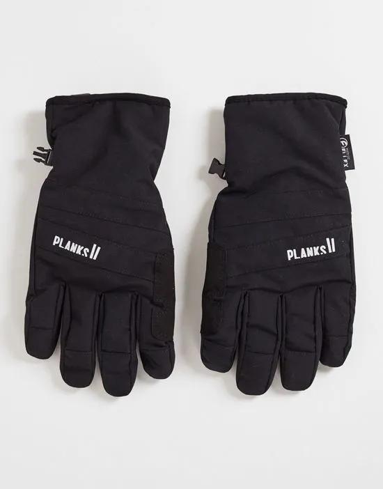 Peach Maker insulated ski gloves in black