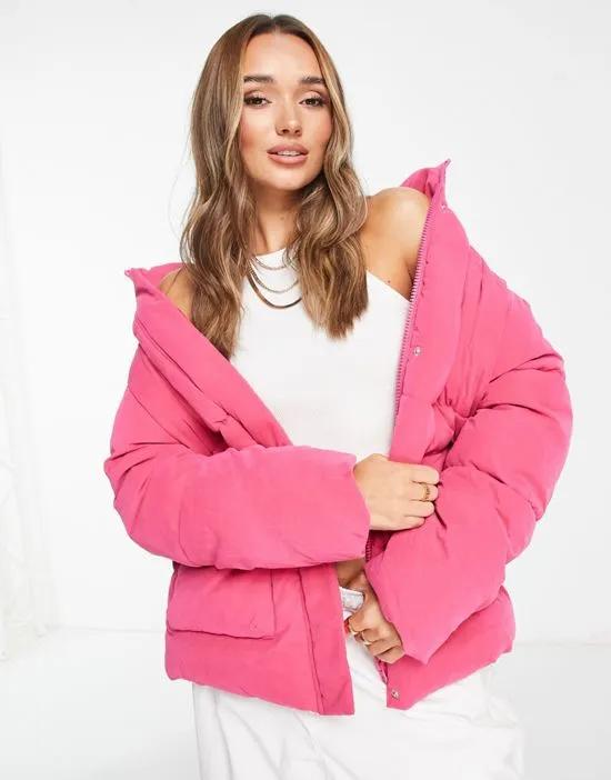 peached puffer jacket in pink
