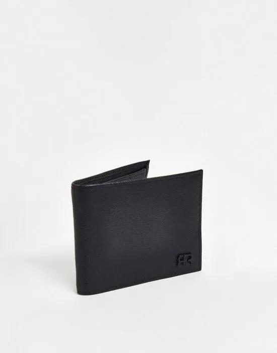 pebbled bi-fold wallet in black