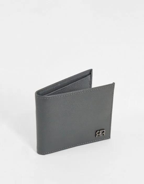 pebbled bi-fold wallet in gray