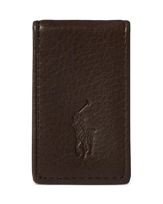 Pebbled Leather Magnetic Money Clip