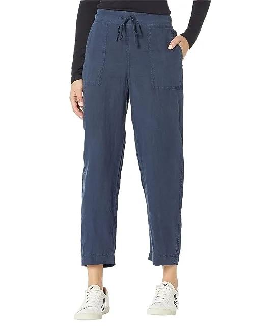 Pepper Woven Linen Pull-On Pants with Drawstring