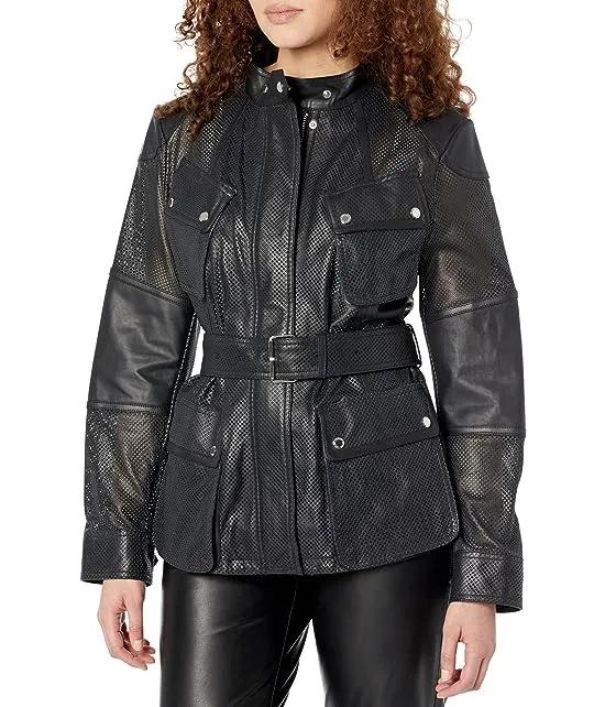 Perforated Leather Field Jacket