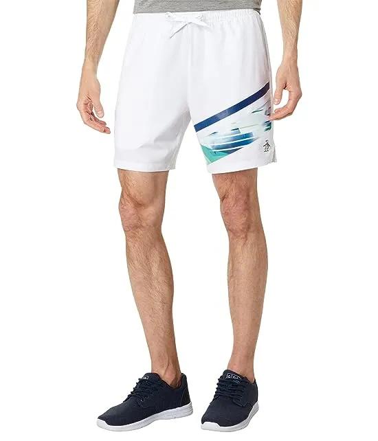 Performance Printed Color-Block Tennis Shorts