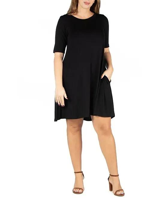 Plus Size Knee Length Pocket T-shirt Dress