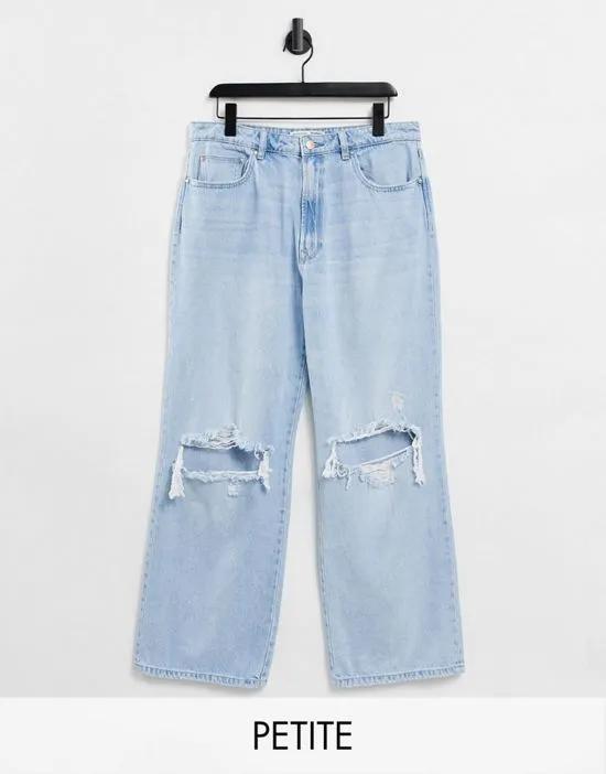 Petite 90s dad jeans with rips in light wash