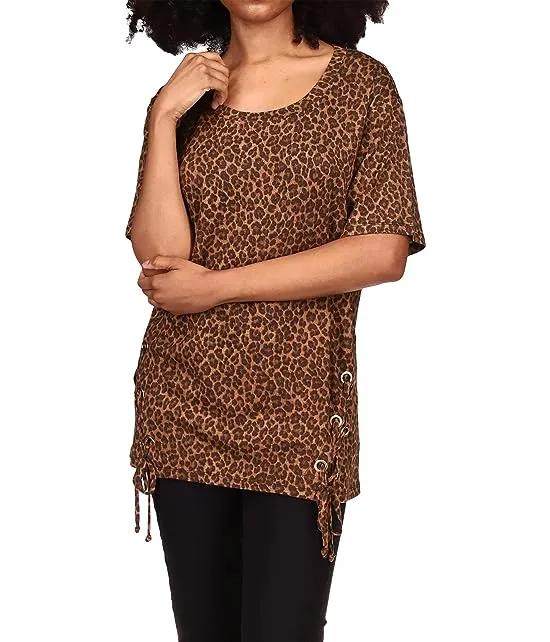Petite Cheetah Lace-Up Tunic