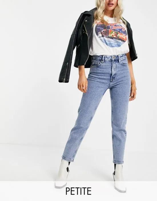 Petite cotton slim mom jeans with stretch in blue - MBLUE
