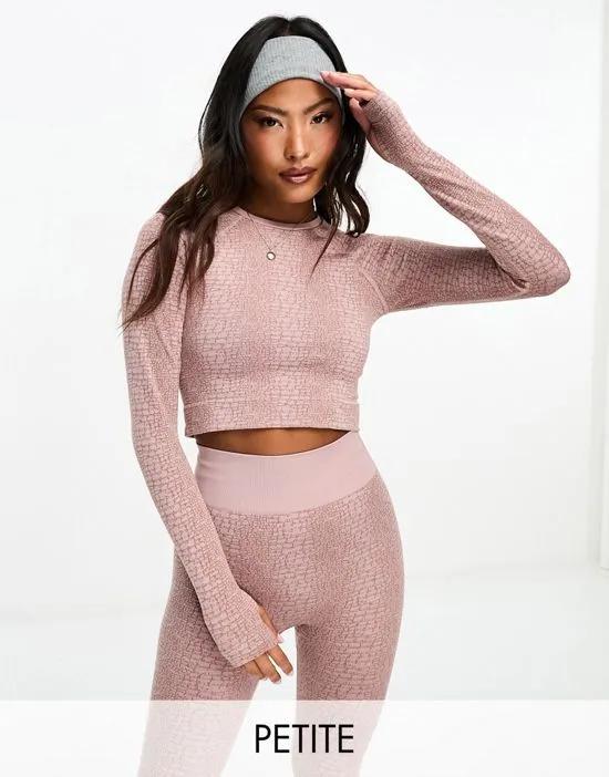 Petite croc jacquard long sleeve top