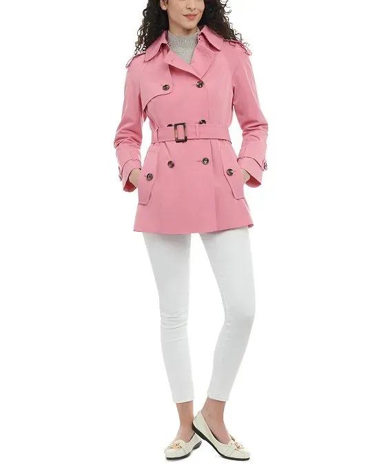 Petite Double-Breasted Water-Resistant Belted Trench Jacket