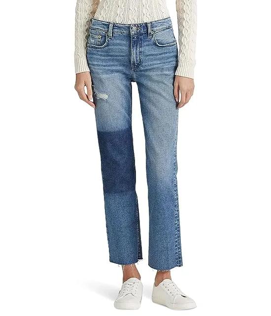 Petite High-Rise Straight Cropped Jeans in Indigo Valley Wash