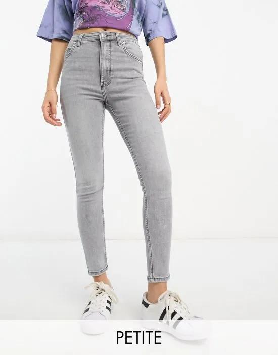 Petite high waist ankle length skinny jean in gray