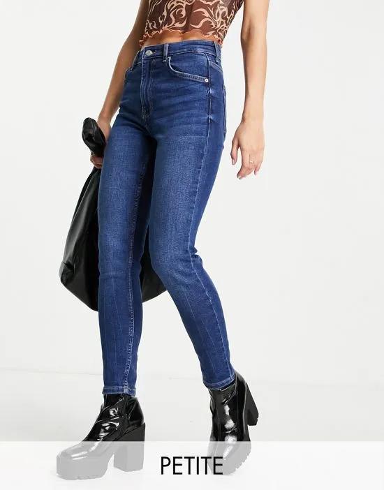Petite high waist skinny jean in dark blue