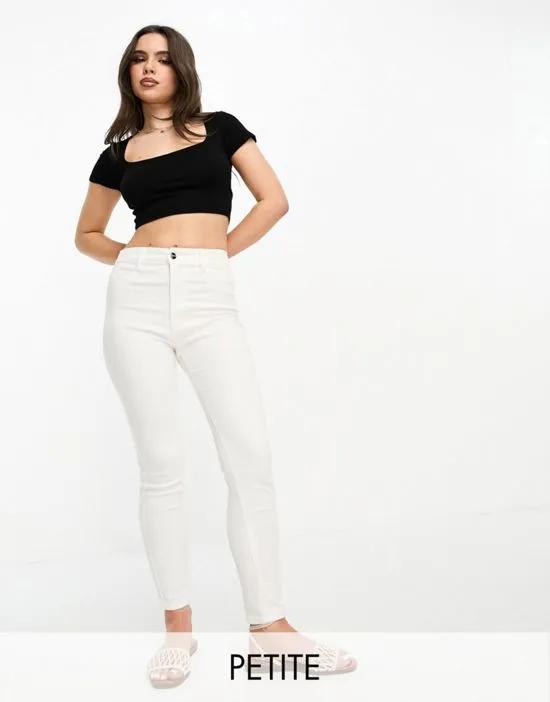 Petite high waisted skinny jeans in white