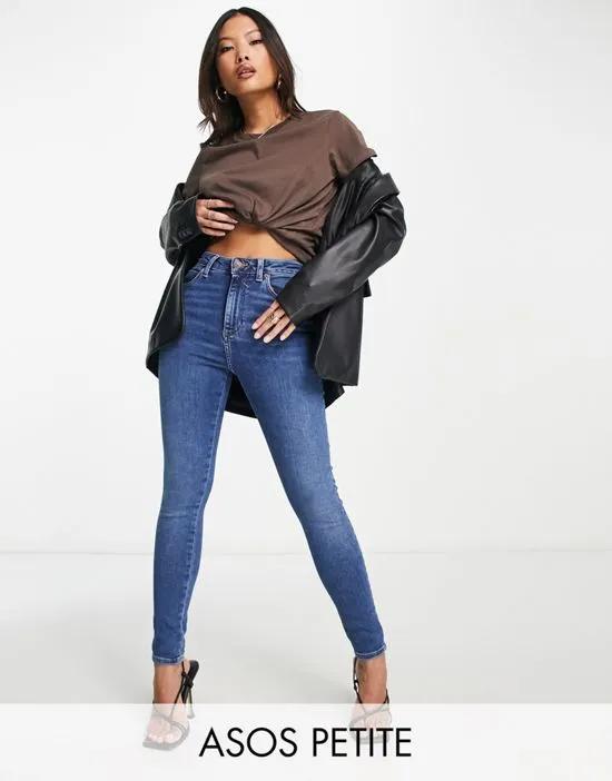 Petite sculpting skinny jeans in dark blue