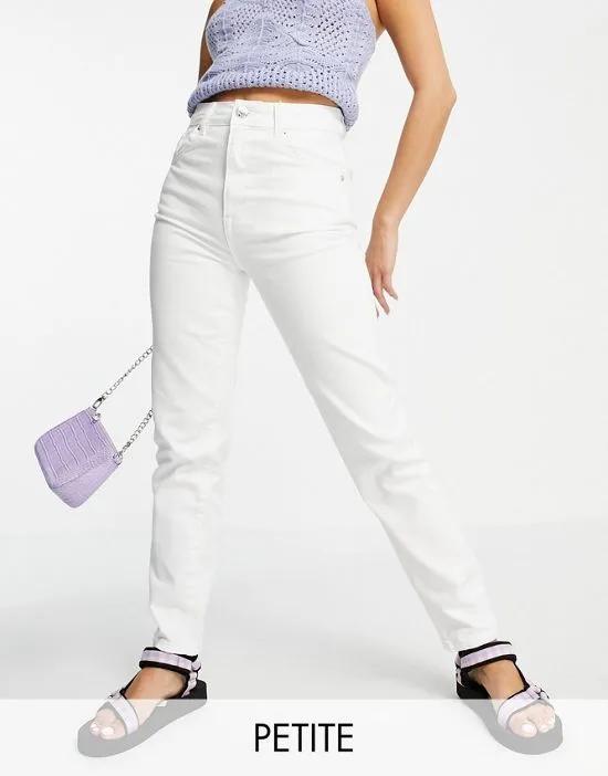 Petite slim mom jean with stretch in white