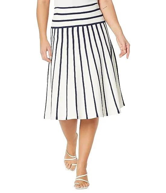 Petite Striped Knit Midi Skirt