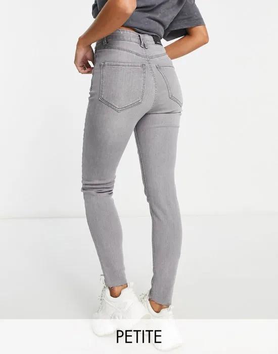 Petite super high waist skinny jean in gray