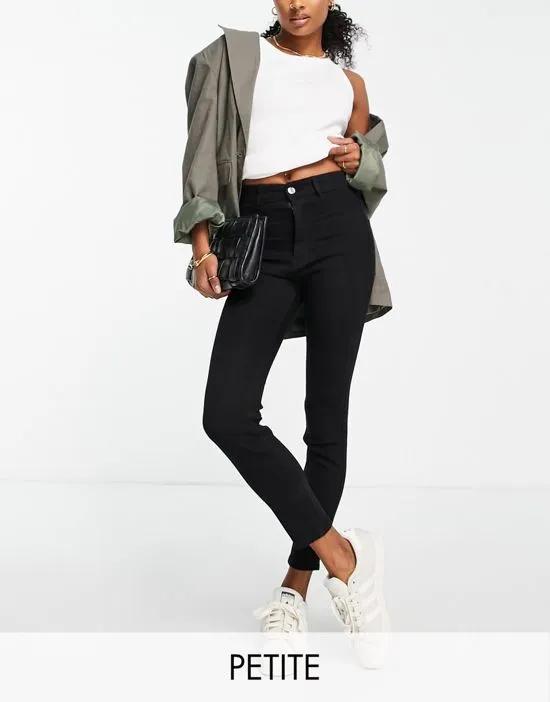 petite super skinny high waisted jeans in black