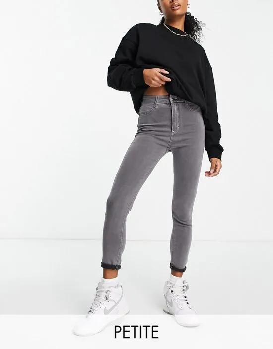 petite super skinny high waisted jeans in gray