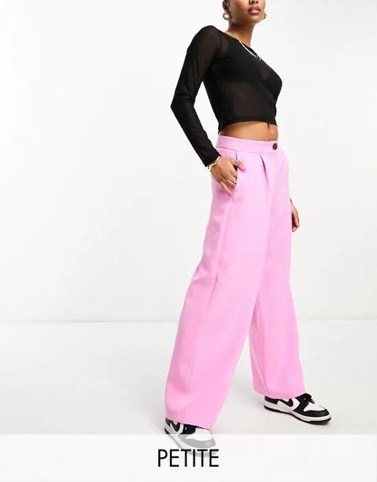 Petite tailored wide leg pants in pink