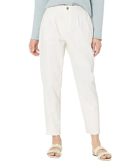 Petite Tapered Ankle Pants in Organic Cotton Stretch Denim in Undyed Natural