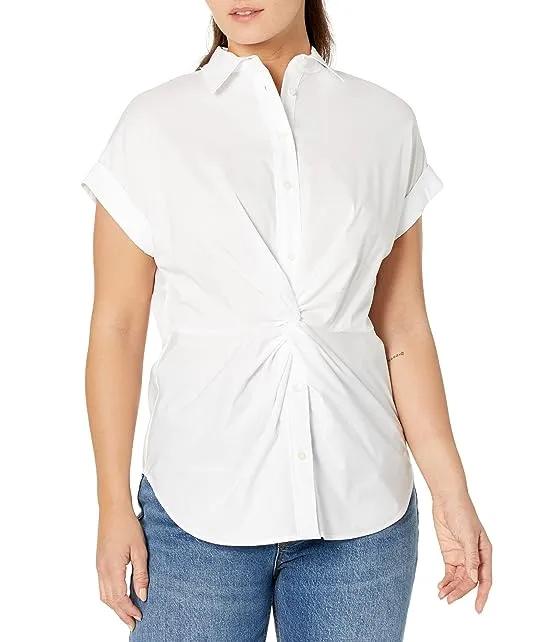 Petite Twist-Front Cotton Short Sleeve Shirt