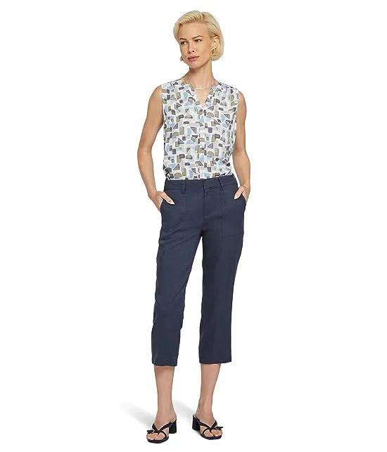 Petite Utility Pants in Stretch Linen in Oxford Navy