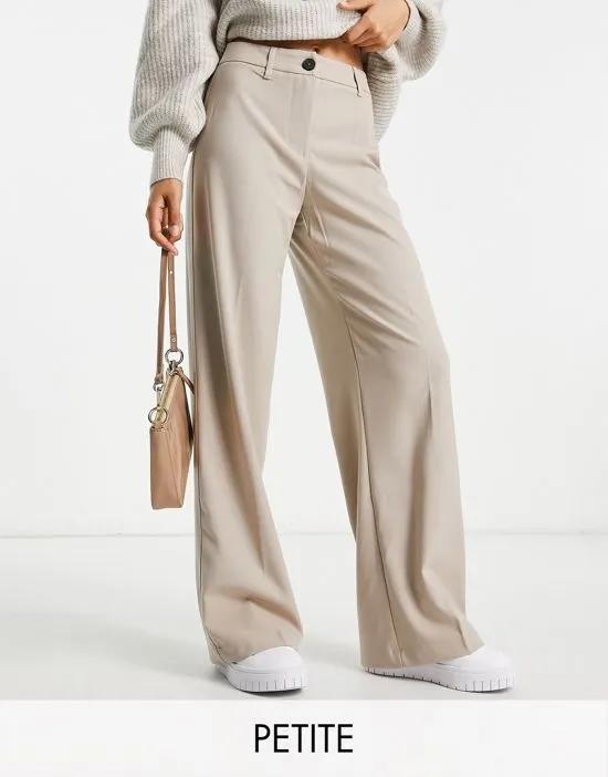 Petite wide leg slouchy dad tailored pants in mushroom