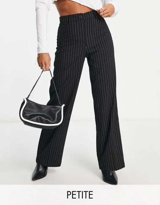 Petite wide leg slouchy dad tailored pants in pinstripe