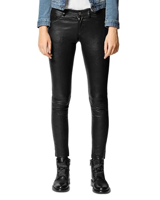 Phlame Crinkled-Leather Pants