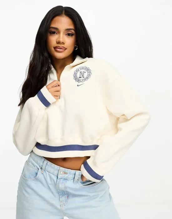 Phoenix Fleece Campus cropped sweat in ivory