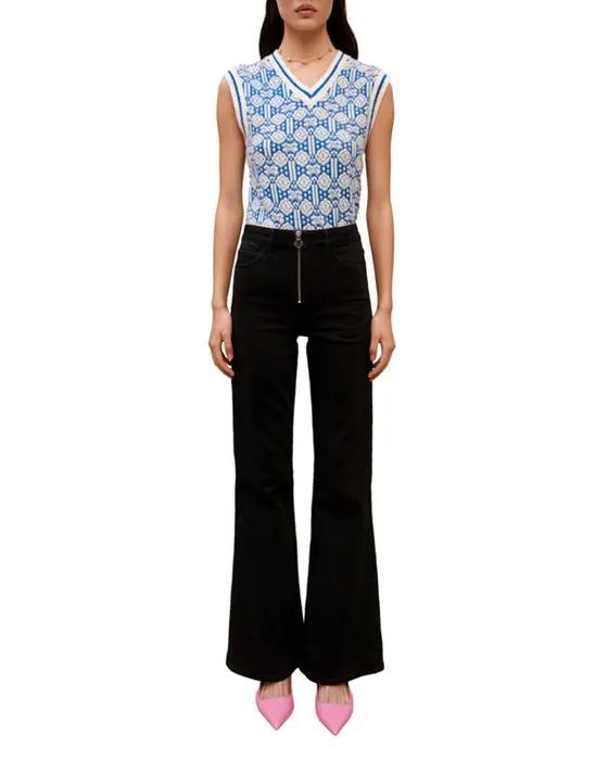 Pidra Mid Rise Flare Jeans in Black