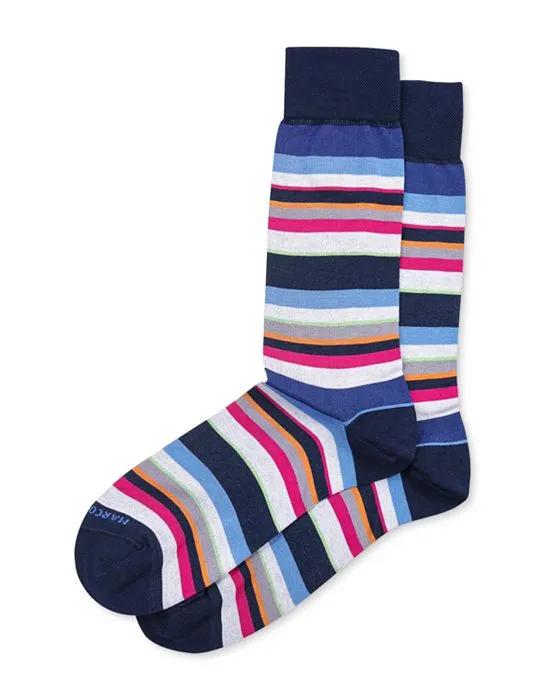 Pima Cotton & Nylon Multi Stripe Socks