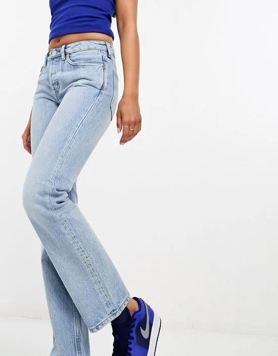 Pin mid waist regular fit straight leg jeans in blue delight