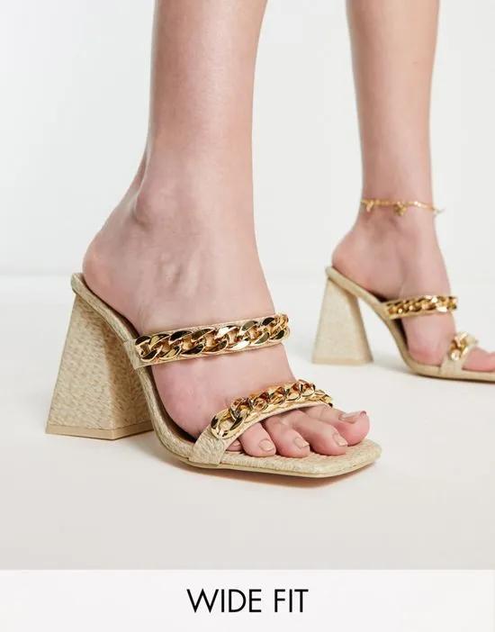 Pina raffia sandals with chain in ecru