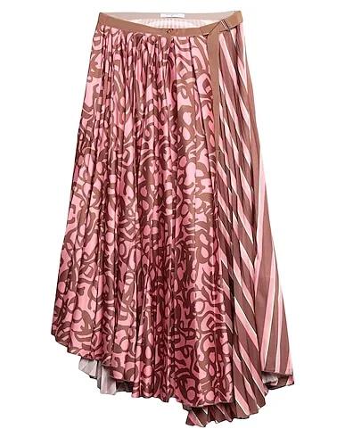 Pink Cotton twill Midi skirt