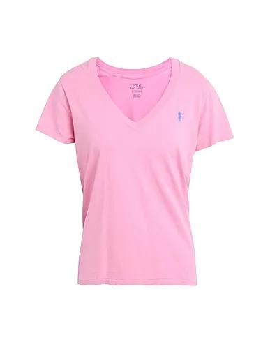 Pink Jersey Basic T-shirt DEEP V-NECK SHORT SLEEVE T-SHIRT