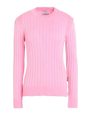 Pink Knitted Sweater COTTON RIBBED CREWNECK 
