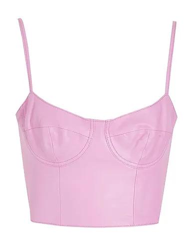 Pink Leather Bustier LEATHER BODYCON CROP TOP
