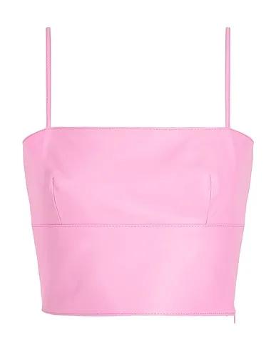 Pink Leather Bustier LEATHER SPAGHETTI STRAP TOP
