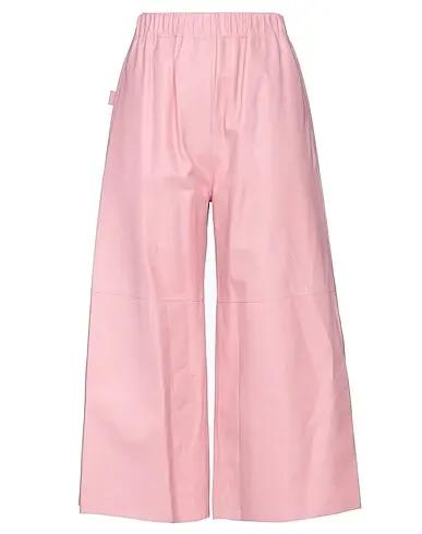Pink Leather Cropped pants & culottes